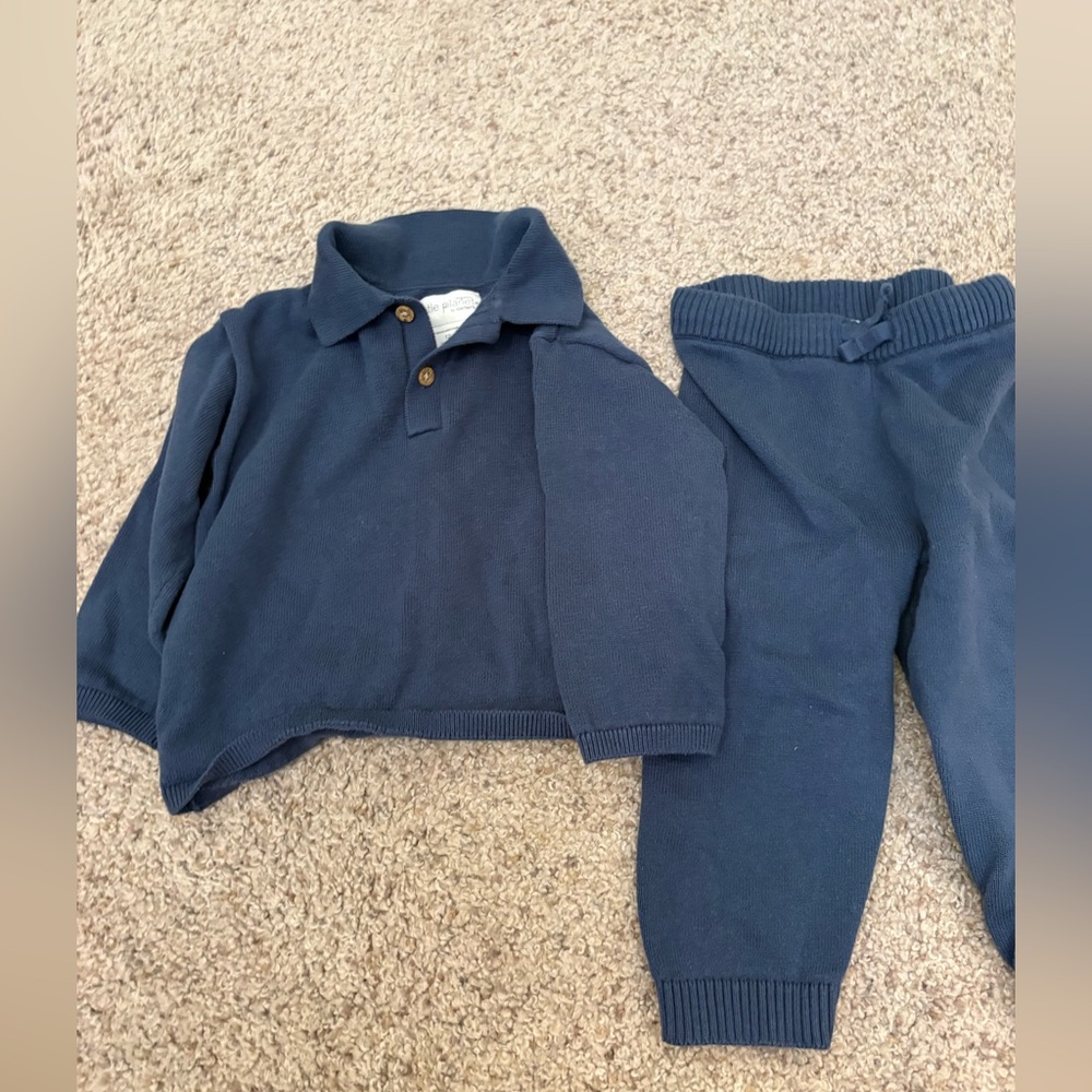 Carters Little Planet Matching Outfit 12 Months Navy Blue Pants Long Sleeve Top